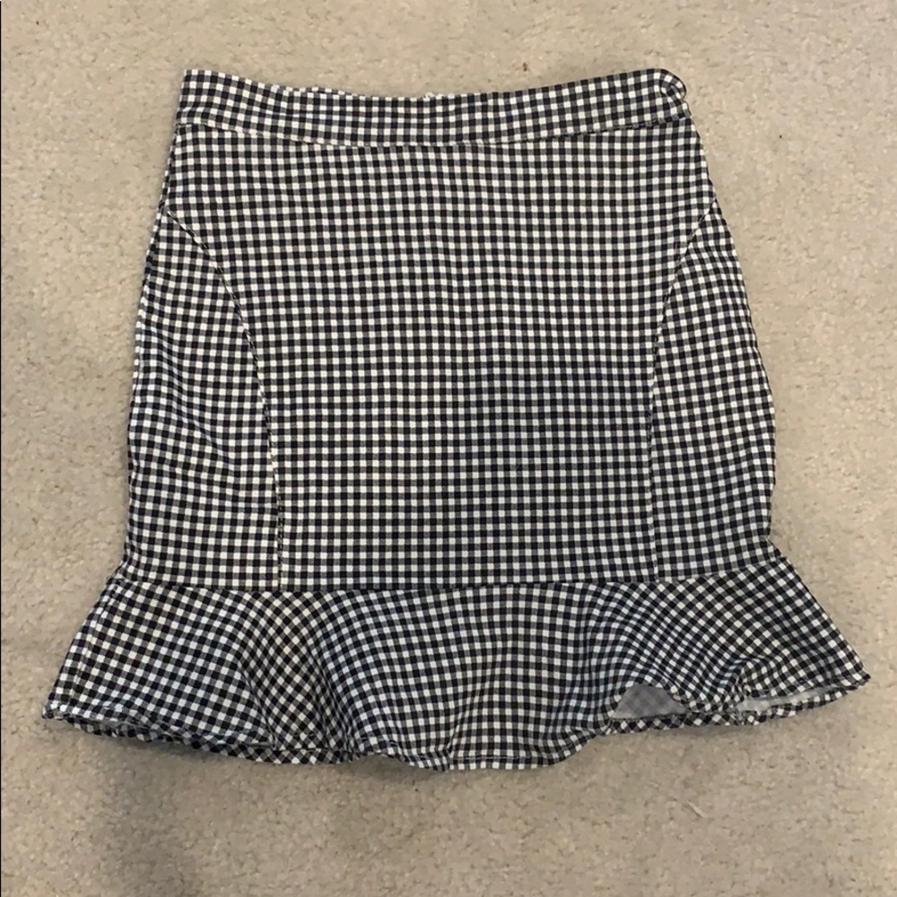 Black and white checkered skirt